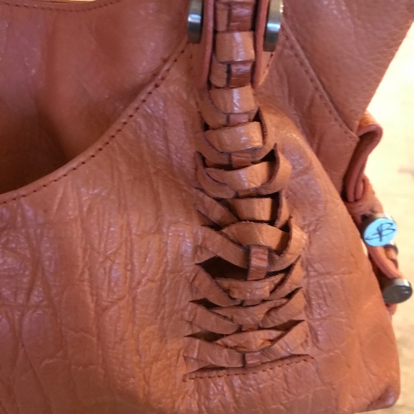 B MAKOWSKY ๐บ ๐ imprinted Leather, Shoulder hobo bag,purse. Lt. Orange - Picture 8 of 13